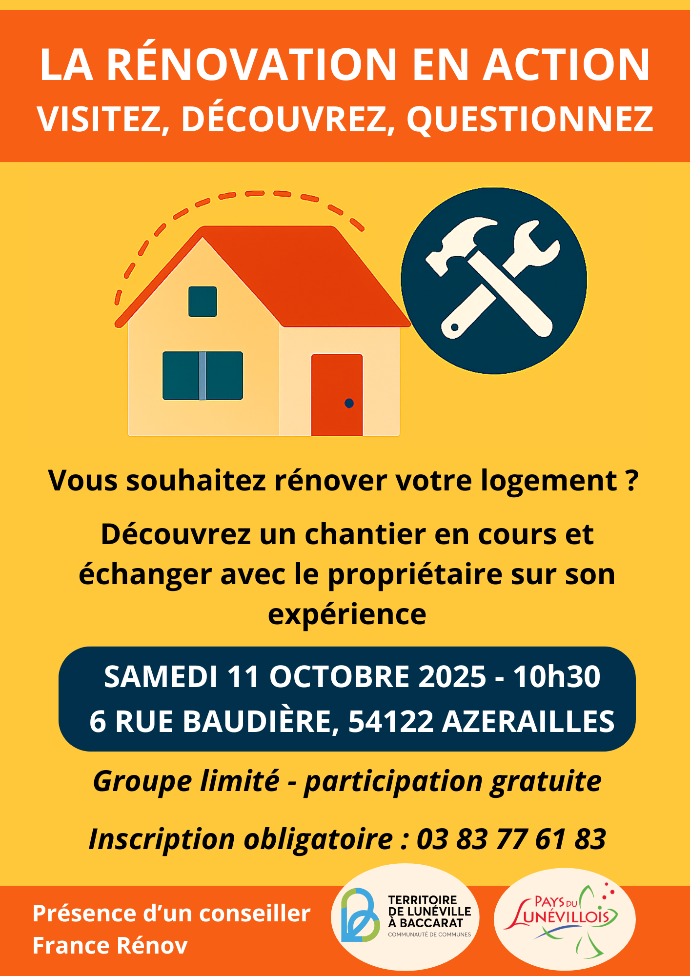 Flyer visite de chantier à Azerailles - 11 octobre 2025